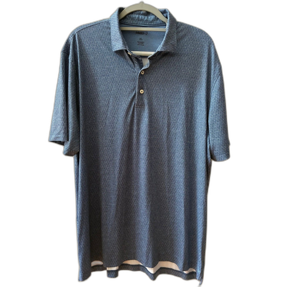 Johnnie-O Polo Shirt Men’s XL Blue Performance Golf Shirt Duck Logo Sleeve EUC